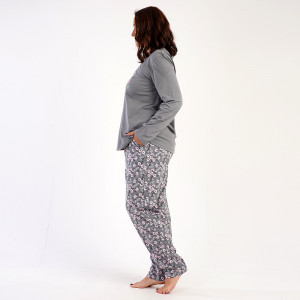 Pijamale din Bumbac 100% Marimi Mari Vienetta, Model 'Power to Change' Gray