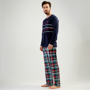 Pijamale din Bumbac Vienetta | MAN Model 'Sky Line' Blue