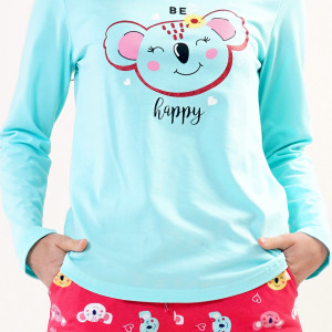 Pijamale din Bumbac Vienetta, Model 'Be Happy!'