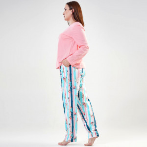 Pijamale Vienetta Marimi Mari din Bumbac 100% Model 'Stay Positive' Pink