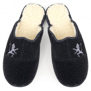 'Royalty' Sheepskin Fur-Lined Cloth Slippers