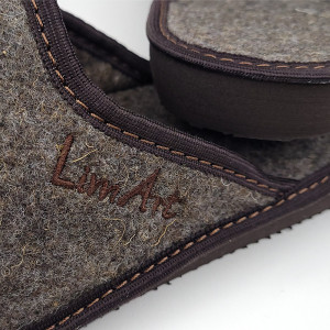 Papuci de Casa Universali din Postav Lim Art Model 'Basic' Dark Brown 