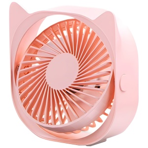 Ventilator de Birou cu USB, 3 Viteze și Rotire 360° 'Kitty Ears' | Alimentare Continuă USB (Fără Baterii), Roz