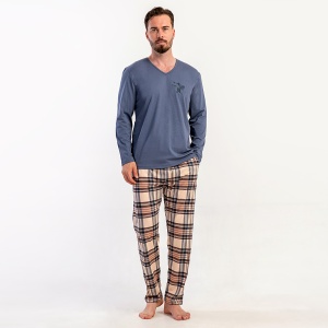 Vienetta Comfortable Men's Pajamas | MAN Model 'Just Trust' Blue Fume | Comfort and Trust