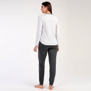 Pijamale Dama Confortabile Vienetta, Model 'All You Need is Coffee' Gray