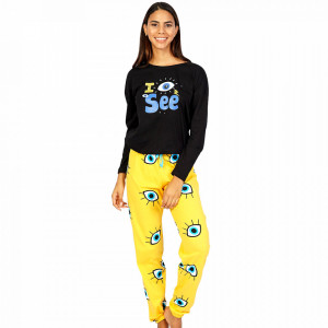 Vienetta Women's Comfortable Cotton Pajamas Model 'I See You Blue'