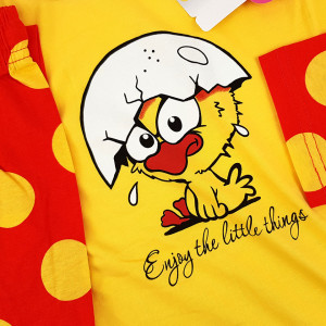 Pijamale Confortabile DamaVienetta Model 'Enjoy the Little Things' Yellow