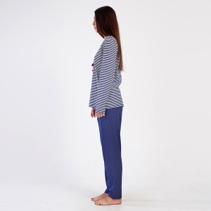 Pijama Damă din Bumbac 100% Vienetta, Model 'New Marina' - Prezentare pijama din lateral.