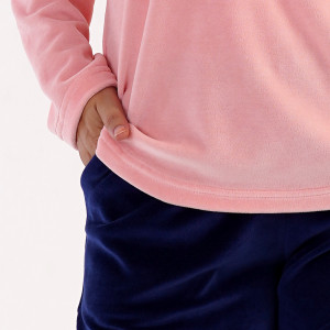 Pijamale Dama Marimi Mari din Soft Velur Vienetta Model 'Love Me Too' Pink