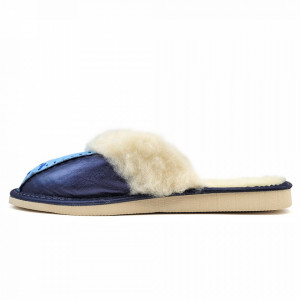 Papuci de Casa Dama Imblaniti cu Lana de Oaie Model 'Root Traditions' Complete Blue