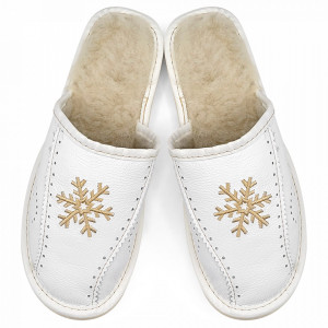 Women's Sheepskin Slippers 'Frozen Winter' White