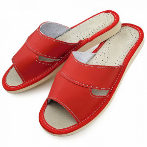 Women's Slippers Material Leather Color Pink Model 'Simple Red'