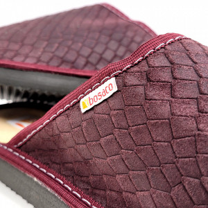 Papuci de Casa din Piele cu Talpa Groasa Bosaco Model 'Velvet Snake'