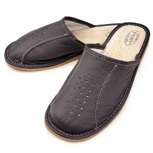 Papuci de Casa din Piele Culoare Maro Model 'Cleveland View' Summer