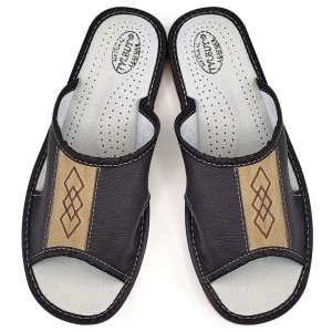 Brown Leather Slippers 'Geometric Approach' Summer Brown | Comfort and Style