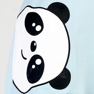 Camasa de Noapte din Bumbac Vienetta Culoare Albastru Model 'Cute Panda'
