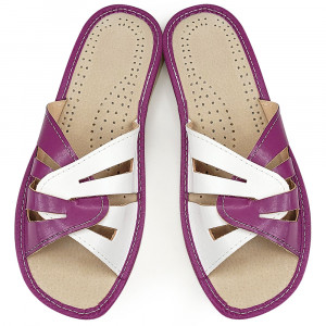 Comfortable Leather Slippers Model 'Glaucia' Purple
