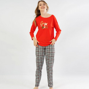 Pijamale Confortabile Dama din Bumbac 100% Vienetta Model 'Carpe Diem'