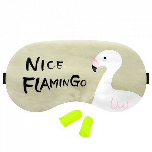 Mascherina per dormire e tappi per le orecchie "Nice Flamingo"