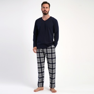 Men's Pajamas Plus Sizes Vienetta | MAN Model 'Privilege' Dark Blue | Maximum Comfort