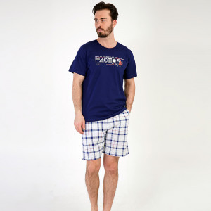 Men's Pajamas Short Pants Vienetta | MAN Model 'Break Your Fear' Blue