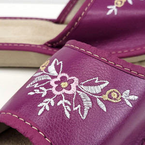 Papuci de Casa Dama Material Piele Model 'Kiammira' Purple Orchid