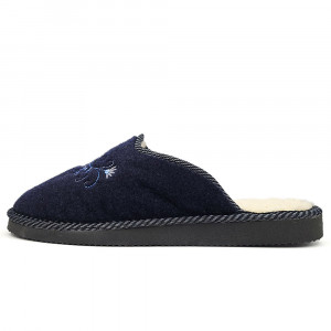 Papuci de Casa din Postav Imblaniti cu Lana de Oaie 'Rustic Elegance' Dark Blue