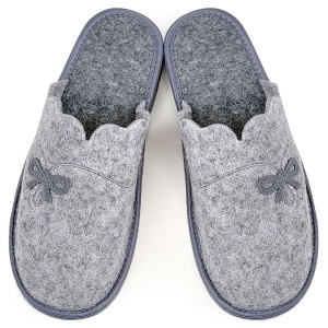 Papuci de Casă din Postav Model Vogue Grey | Eleganță și Confort Natural