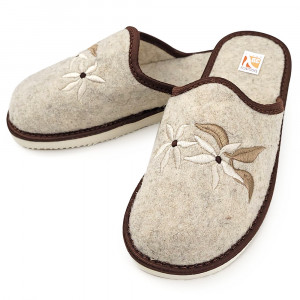 Papuci de Casa Universali din Postav Model 'Heritage Petals' Sepia, Bosaco