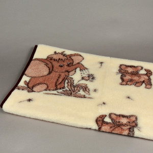 Patura Copii din Lana Naturala de Oaie 100% Model 'Zoo Happy Kids' Marime 135 x 100, 1 Bucata