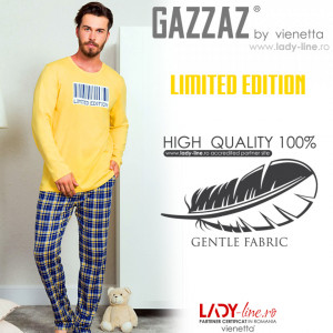 Pijama Barbati Bumbac 100% Gazzaz by Vienetta 'Limited Edition' Yellow