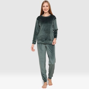 Pijama Calduroasă Catifea Model 'Select' Green | Câldură și Eleganță
