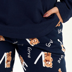 Pijama Vatuita la Interior din Bumbac 100% Vienetta, Model 'Love Self' Blue