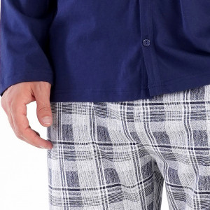 Pijamale Barbati cu nasturi Vienetta|MAN, Model 'Signature' Blue