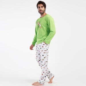 Pijamale Bărbați din Bumbac Vienetta | MAN Model 'Sushiiii Time'. Prezentare pijama din lateral.
