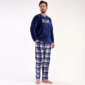 Pijamale Calduroase din Extra Soft Vienetta | Man, Model 'Boss' Blue