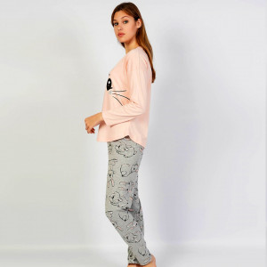 Pijamale Confortabile Dama din Bumbac, Pijamale Vienetta, Model 'Funny Bunny'