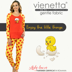 Pijamale Confortabile DamaVienetta Model 'Enjoy the Little Things' Red