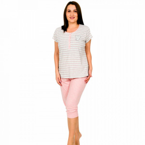 Pijamale Confortabile Marimi Mari Vienetta Model 'Sweet Pop' Pink Melange