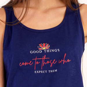 Pijamale cu Maieu Vienetta Model 'Good Things Will Come' Blue