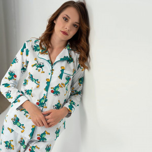 Pijamale Dama cu Nasturi din Bumbac Vienetta, Model 'You are My Princess'