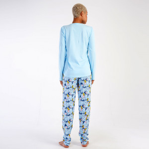 Pijamale Dama din Bumbac 100% Vienetta, Model 'I Belive in Pink' Blue