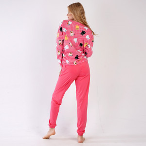 Pijamale Dama din Bumbac 100% Vienetta, Model 'My Best Friend MEOW'
