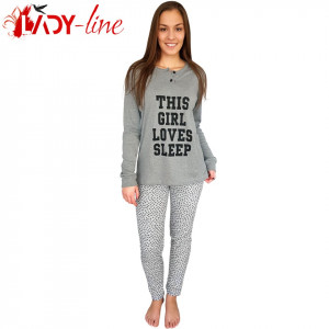 Pijamale Dama Snelly L'Originale Model 'This Girl Loves Sleep' Gray