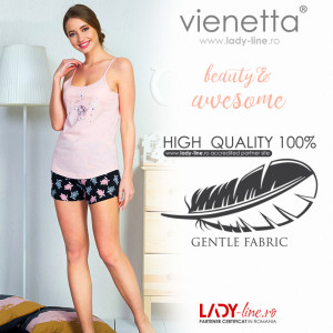 Pijamale Dama Vienetta, 'Beauty & Awesome' Culoare Pink