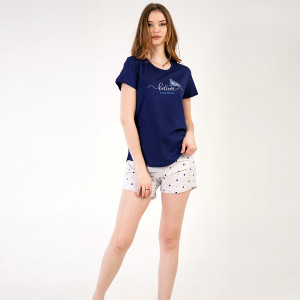 Pijamale Dama Vienetta din Bumbac 100%, Model 'Belive in Your Dreams' Blue
