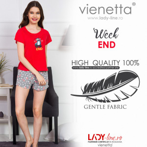 Pijamale Dama Vienetta 'WeekEND' Red