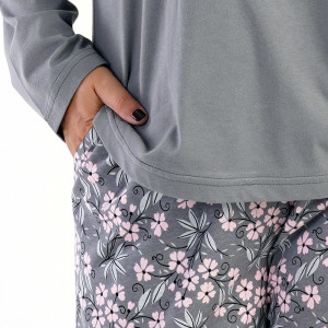 Pijamale din Bumbac 100% Marimi Mari Vienetta, Model 'Power to Change' Gray