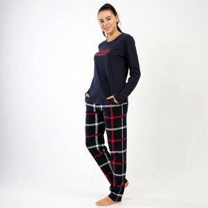 Pijamale Groase din Bumbac Interlock, Brand Vienetta, Model 'All You Need is Sleep' Black