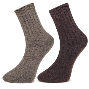 Șosete Călduroase din Mix de Lână Set 2 Perechi Model 'Minimalist Line' Brown | Confort Maxim